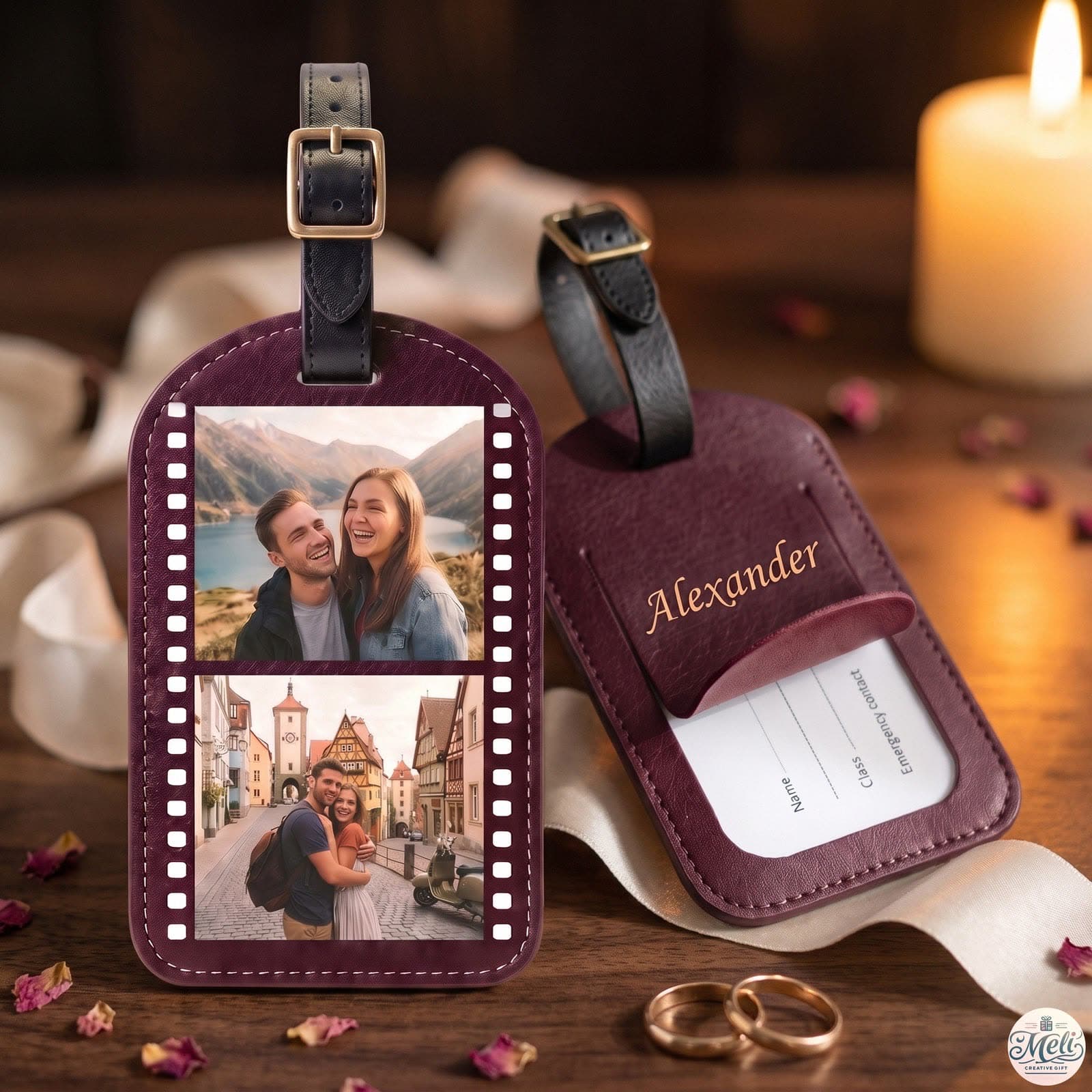 Mr & Mrs Film Photo Luggage Tags — Personalized Couple Set