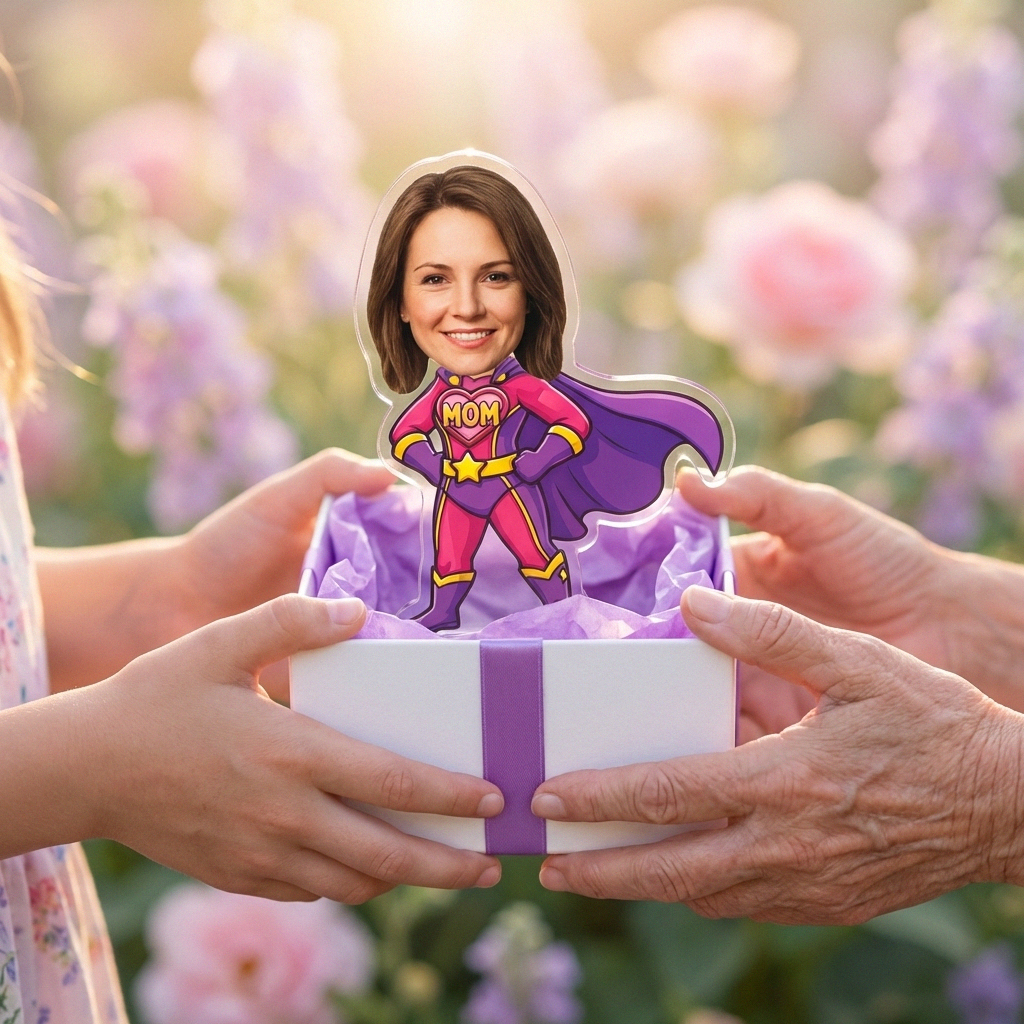 Super Mom bobblehead gift giving presentation - perfect Mothers Day surprise