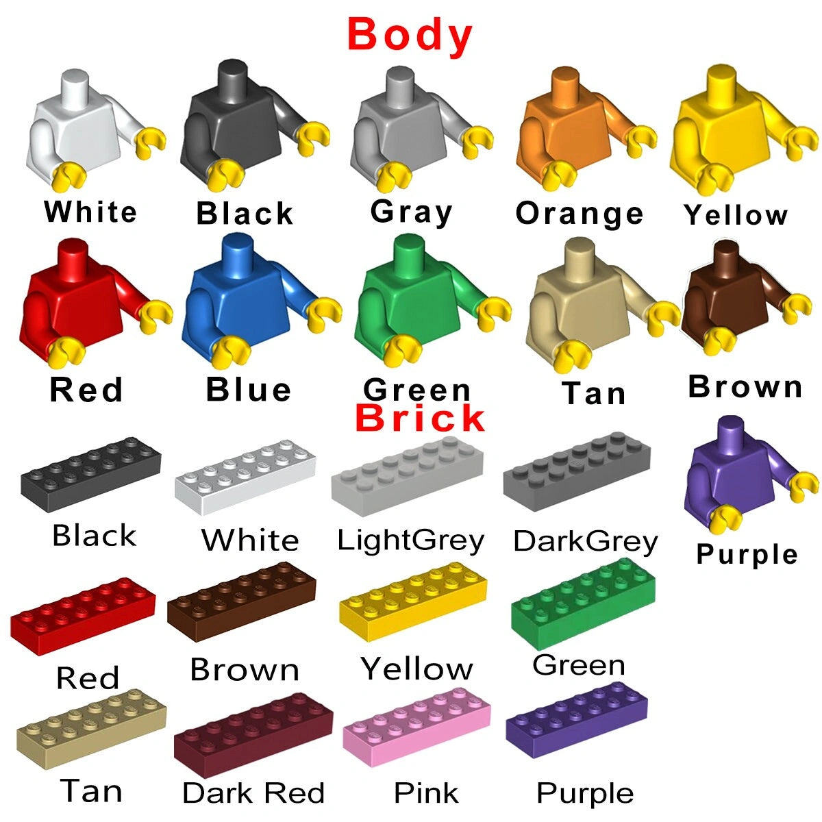 Body and brick color options for custom couple minifigures - personalized wedding anniversary gift set