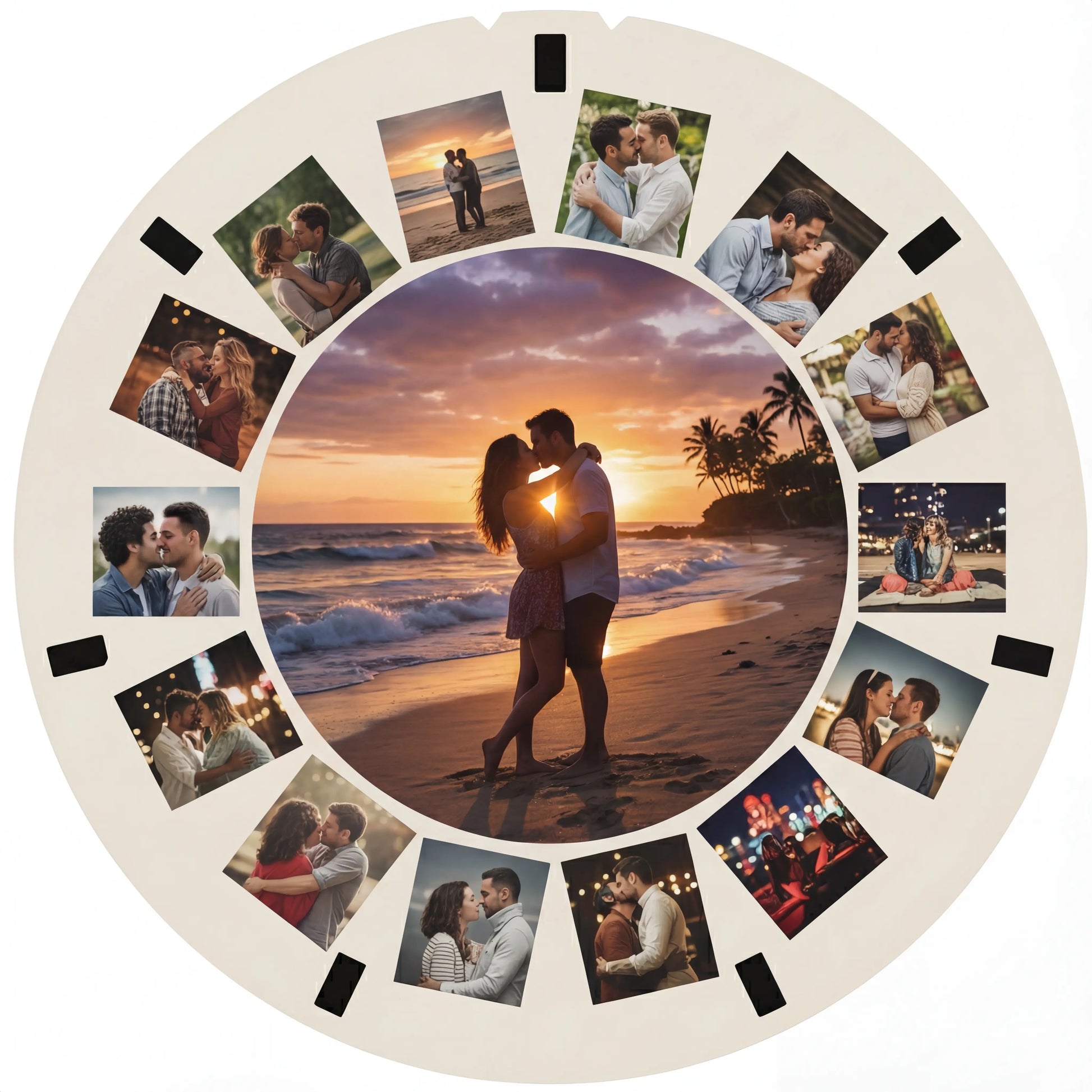 Custom Viewmaster photo reel disc with 7 personalized couple photos - unique anniversary gift for couples